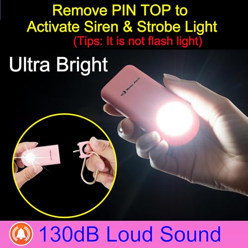 130db Personal Safety Alarm with Ultra Bright Strobe Light. Aqua
