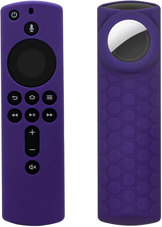 TV Stick 2nd Remote Cover Case with tag Holder, Compatible with Alexa Remote Finder,Tracker Cover for Tile Sticker 2020,Silicone Case for TV Stick 4K Remote,Purple