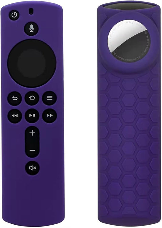 TV Stick 2nd Remote Cover Case with tag Holder, Compatible with Alexa Remote Finder,Tracker Cover for Tile Sticker 2020,Silicone Case for TV Stick 4K Remote,Purple