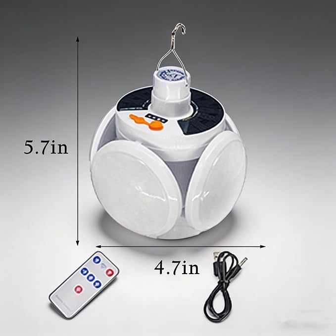[4000mah] 2pack Folding Solar Camping Lamp Foldable Tent Lights Lantern Remote Control Portable USB Battery Rechargeable LED Light Power Outage Hurricane Outdoor Water Resistent Emergency 2 Pack