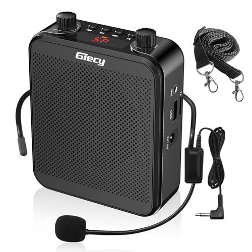 Portable Voice Amplifier, 30W 2800mAh Bluetooth Rechargeable Personal Voice Amplifier with Microphone Headset, Pa Systems Speaker for Multiple Locations Classroom, Meetings and Outdoors