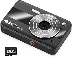 Digital Camera, UHD 4K 64MP Point and Shoot Digital Cameras for Photography with 64GB Card, 16X Optical Zoom, Anti Shake, Portable Compact Vlogging Camera Gift for Teens Adult Beginner Kids (Black) - Image 1