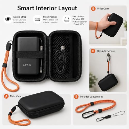 EVA Storage Case for Lexar SL500 ES5 Magnetic Professional Go SSD