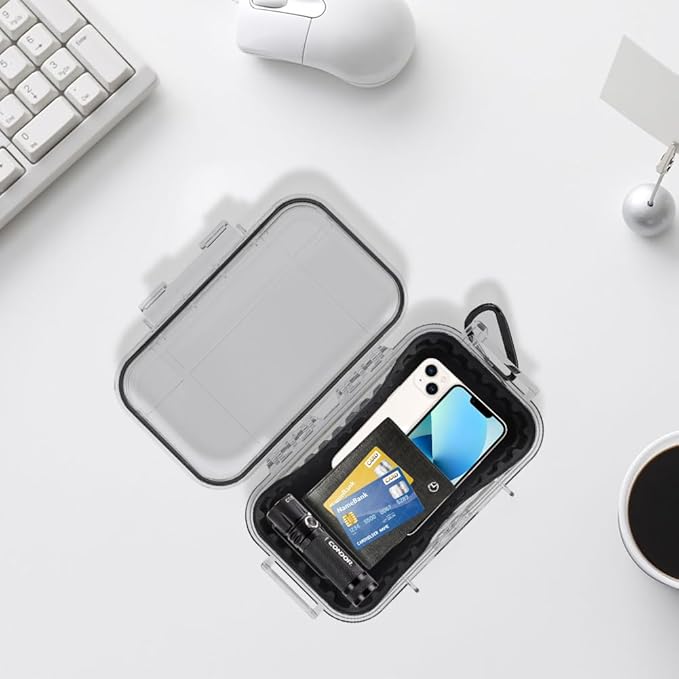 Small Waterproof Storage Case, Outdoor Survival Waterproof Dry Box Protective Case Shockproof Airtight Carry Box Container Floating Hard Shell for EDC Tools Phone Keys Watches Travel Fishing
