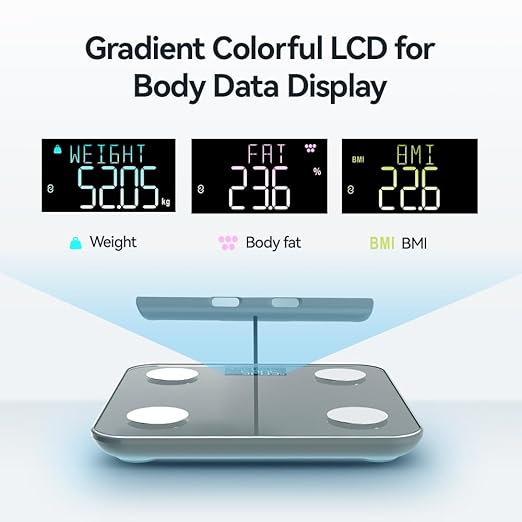 Smart Scale for Body Weight, Digital Bathroom Scale for Weight Fat BMI Muscle Mass Body Composition Analyzer, Larger Platform, Bluetooth Highly Accurate Weighing Machine 400lb (Grey 2211)