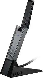 MSI AX1800 WiFi 6 Dual-Band USB Adapter - WLAN up to 1800 Mbps (5GHz, 2.4GHz Wireless), USB 3.2 Gen 1 Type-A, MU-MIMO, Adjustable Antenna, Beamforming, WPA3 - Wired Bracket Included