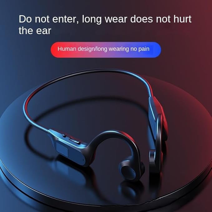 Bone Conduction Sports Headphones, Bluetooth MP3 Dual Mode, Black Over-Ear Design with Memory Card Storage, Digital Display (Black)