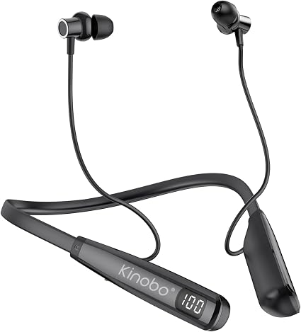 Kinobo Neckband Bluetooth Headphones, 6.0 Bluetooth 100 Hours Playtime，IPX7 Sports Waterproof Earbuds with Microphone Noise Cancelling with HiFi Speakers Multiple Switchable Sound Modes