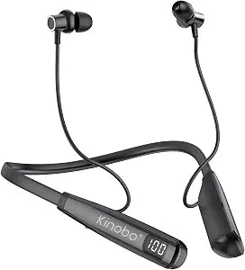 Kinobo Neckband Bluetooth Headphones, 6.0 Bluetooth 100 Hours Playtime，IPX7 Sports Waterproof Earbuds with Microphone Noise Cancelling with HiFi Speakers Multiple Switchable Sound Modes