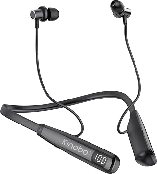 Kinobo Neckband Bluetooth Headphones, 6.0 Bluetooth 100 Hours Playtime，IPX7 Sports Waterproof Earbuds with Microphone Noise Cancelling with HiFi Speakers Multiple Switchable Sound Modes