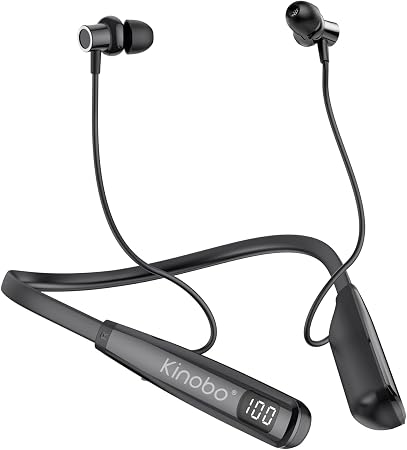 Kinobo Neckband Bluetooth Headphones, 6.0 Bluetooth 100 Hours Playtime，IPX7 Sports Waterproof Earbuds with Microphone Noise Cancelling with HiFi Speakers Multiple Switchable Sound Modes