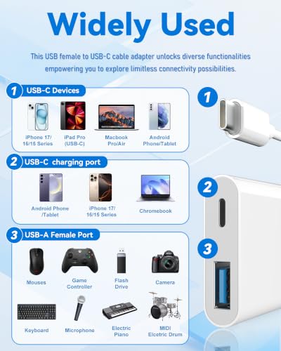 USB C to USB Camera Adapter with 30W PD Charging Port