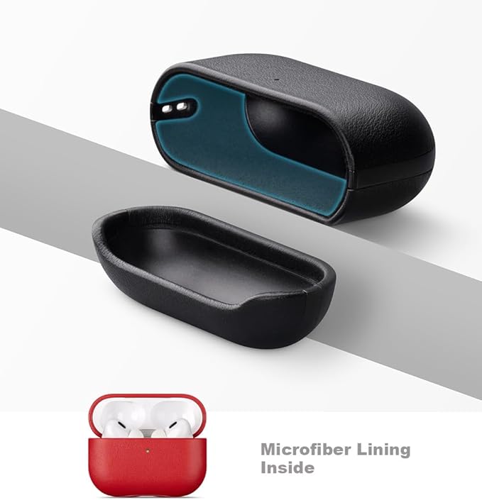 LOPIE Leather Case for AirPods Pro 2 - Handmade AirPods Pro 2nd Generation Case Cover with Lanyard - Made of Full Grain Leather - Drop Protection Hard Shell Cover - Wireless Charging Compatible - Red