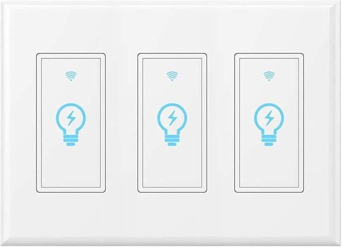 Micmi WiFi Light Switch, Alexa & Google Home Compatible, Timing Function, 3 Gang Smart Touch Switch