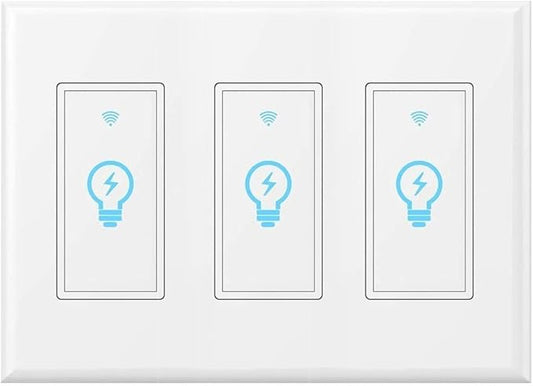 Micmi WiFi Light Switch, Alexa & Google Home Compatible, Timing Function, 3 Gang Smart Touch Switch