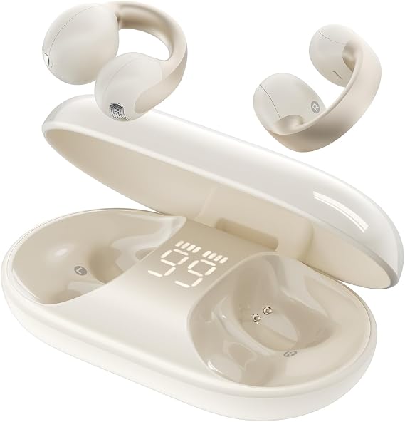 Open Ear Earbuds, Clip-On Design, Wireless Bluetooth 6.0 X7, White - Image 7