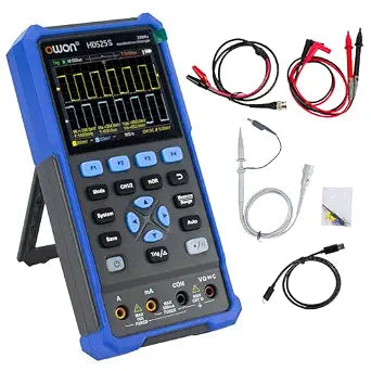 OWON Handheld Oscilloscope, Digital Multi Functional Oscilloscope Multimeters,20000 Counts Portable 3 in 1 Universal Test Instrument, with 3.5 inch LCD Screen Display 2CH 25Mhz Bandwidth HDS25S