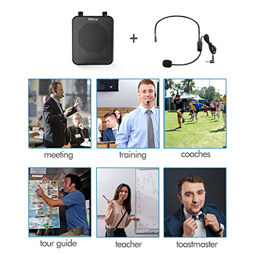 Portable Voice Amplifier, 30W 2800mAh Bluetooth Rechargeable Personal Voice Amplifier with Microphone Headset, Pa Systems Speaker for Multiple Locations Classroom, Meetings and Outdoors
