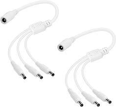12V DC Power 1-in-3 Out Y-Adapter Splitter Cable 1.5 Feet (2-Pack), 5.5 mm x 2.1 mm DC 1 (Female) to 3 (Male) Y Splitter Supply Adapter Wire,3 Way Y-Cable for CCTV Security Camera, LED Strip, Router
