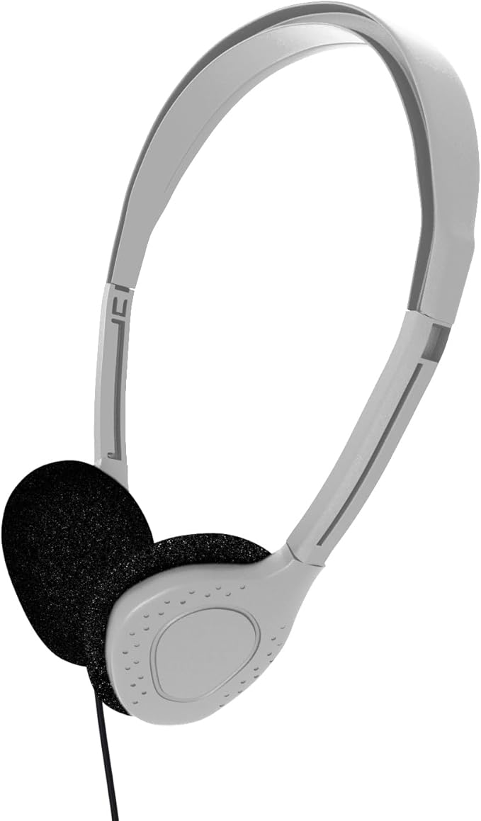 Maeline Bulk Classroom Student Headphones On Ear Stereo Headphones Adjustable Band & Foam Cushions for Kids Online Learning, Library, School, Airplane, Travel - 3.5mm Plug - 1 Pack - Grey