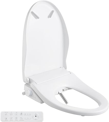 Smart Bidet Toilet Seat with Remote, Adjustable Heated Seat&Air Dryer, Endless Instant Warm Water, Multiple Spray Modes, Stainless Steel Nozzle, Soft Close, Deodorizer, 3D Curved(AMZ-US-NKH3101-NA)