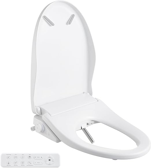 Smart Bidet Toilet Seat with Remote, Adjustable Heated Seat&Air Dryer, Endless Instant Warm Water, Multiple Spray Modes, Stainless Steel Nozzle, Soft Close, Deodorizer, 3D Curved(AMZ-US-NKH3101-NA)