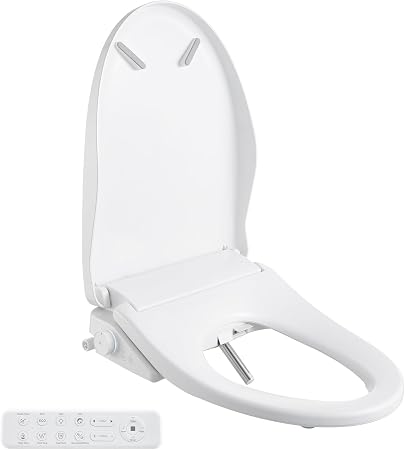 Smart Bidet Toilet Seat with Remote, Adjustable Heated Seat&Air Dryer, Endless Instant Warm Water, Multiple Spray Modes, Stainless Steel Nozzle, Soft Close, Deodorizer, 3D Curved(AMZ-US-NKH3101-NA)