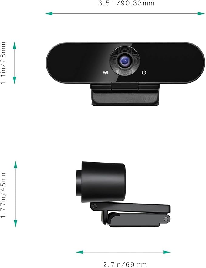 1080p Webcam with Dual Stereo Microphones & Privacy Cover, Full HD USB Desktop Web Computer Camera with Auto Light Correction for Video Conferences, Compatible with Windows & Mac, PC & Laptop