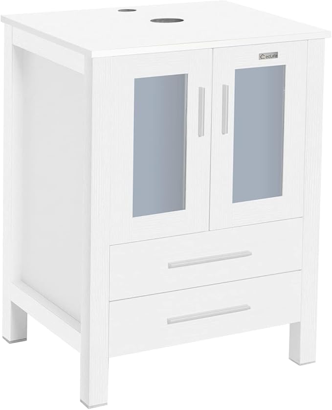 eclife 60" Modern Bathroom Vanity Sink Combo Freestanding Cabinet with Small Side Cabinet, Without Vessel Sink, Faucet, Drain (White Vanity Only)