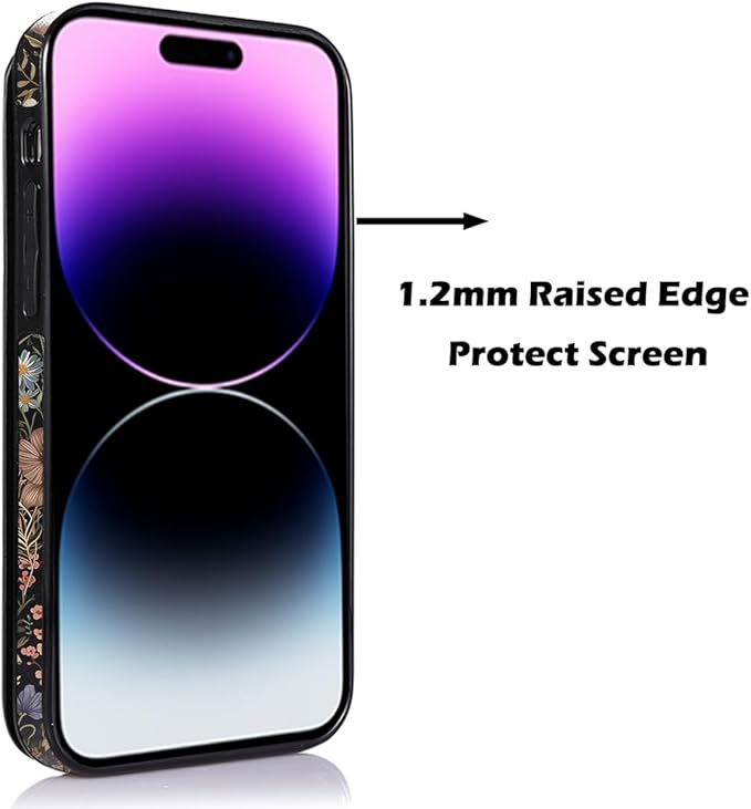 uCOLOR Compatible with iPhone 14 Pro Max 6.7" Wallet Case with Card Holder Folio Flip PU Leather Kickstand Card Slots Case Double Magnetic Clasp and RFID Blocking Cover (Wild Garden)