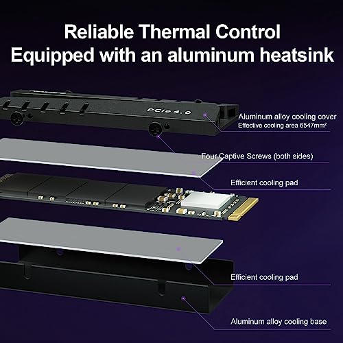 Ediloca 1TB PCIe Gen4 NVMe M.2 Gaming SSD with Heatsink for PS5, 7400MB/s Read, 1GB DRAM Cache, 3D TLC Internal Solid State Drive Compatible with PS5 & PC (EN855)