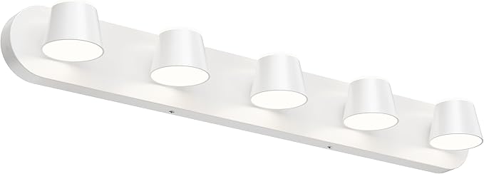 URSOLA 5 Light Bathroom Vanity Light LED White Wall Light Fixtures Up and Down Rotatable Dimmable 34 inch Bathroom Lighting