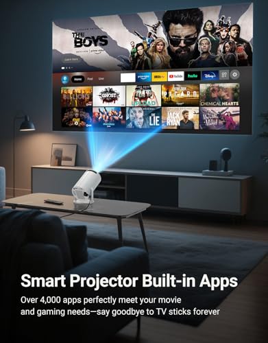 Mini Projector 210LM with WiFi 6 & BT 5.2 Native 720P HD Smart Projector