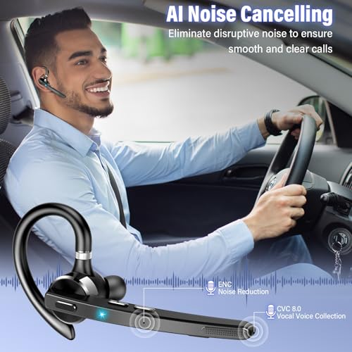 Bluetooth Headset, 90Hrs Bluetooth 5.3 Earpiece, APTX HD Audio, Mute Button