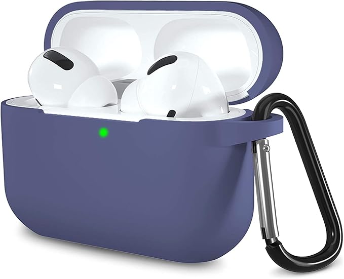 Lerobo Compatible with AirPods Pro 2 Case,Silicone AirPods Pro Case Cover,Waterproof Protective Cover for Airpod Pro Supports Wireless Charging with Carabiner Front LED Visible,Blue Gray