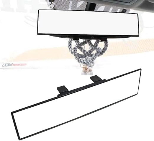 iJDMTOY Wide Angle Flat Rear Clip-On Rear View Mirror For Car Truck SUV
