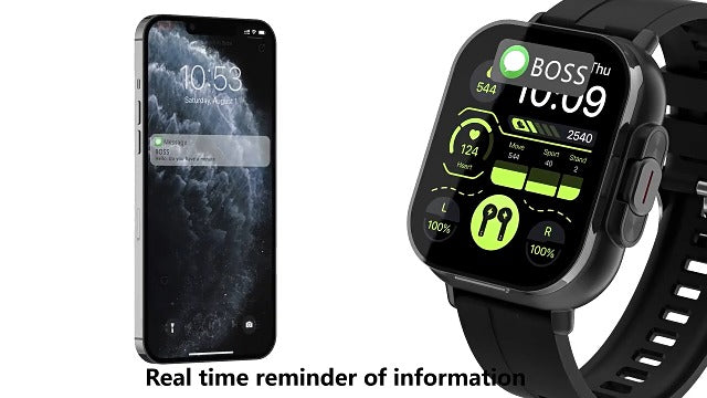 Smart Watch with Earbuds, 2.01" HD Screen Fitness Watch, 2 in 1 Smartwatch with 100+ Sport Modes Fitness Tracker, Sleep/Heart Rate/Monitor Pedometer for iOS & Android, Black