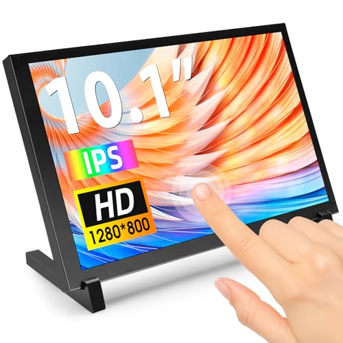 ELECROW 10.1 Inch Touchscreen Monitor, 1280x800 IPS LCD HD Display with Stand, Portable Capacitive Touch Screen for Raspberry Pi 3/3B+/4B/5, Jetson Nano, Banana Pi, PC, Windows, Beaglebone