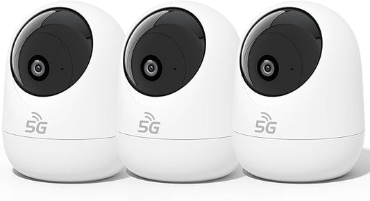 Rraycom 3Pack 4MP Indoor Baby & Pet Monitor Camera, 360° Auto Tracking, Cry & Sound Detection, Dual-Band 2.4G/5G WiFi, SD & Free Cloud Storage, Alexa & Google Home Compatible