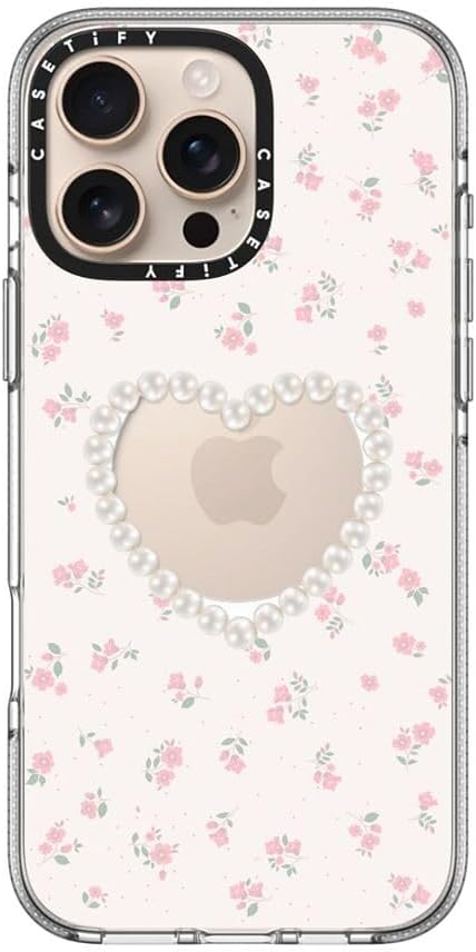 CASETiFY Clear iPhone 16 Pro Max Case [Not Yellowing / 6.6 ft. 3X Military Grade Drop Protection/Magsafe] - Pearly Heart - Clear