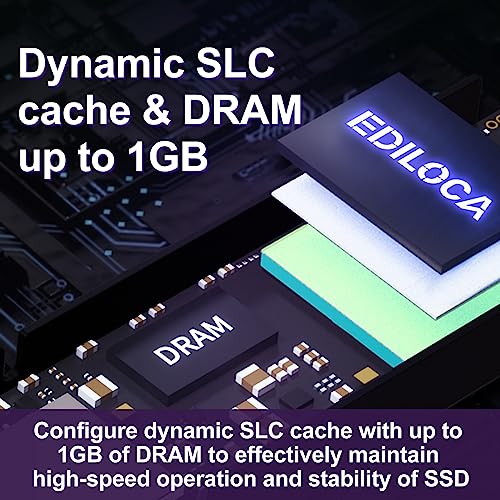 Ediloca 1TB PCIe Gen4 NVMe M.2 Gaming SSD with Heatsink for PS5, 7400MB/s Read, 1GB DRAM Cache, 3D TLC Internal Solid State Drive Compatible with PS5 & PC (EN855)