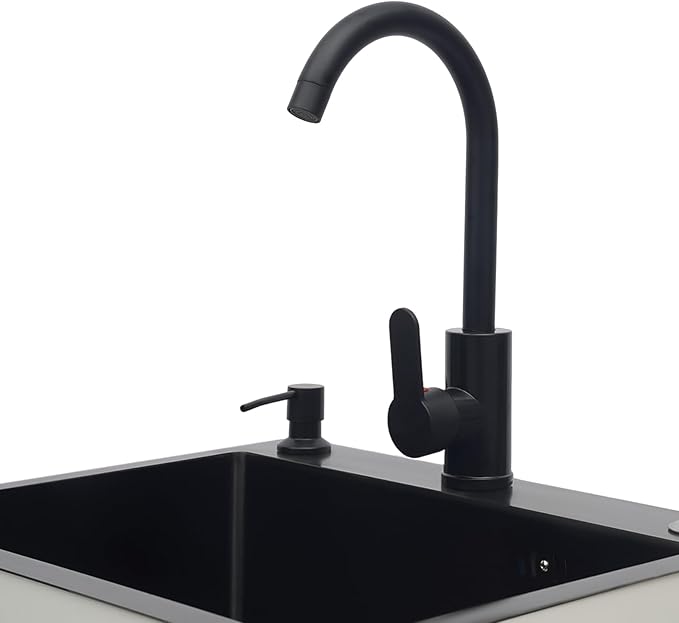 20-Inch Laundry Sink with Cabinet & 360° Swivel Hot/Cold Faucet, Freestanding Kitchen Sink Cabinet with Stainless Steel Sink & Drain Basket, White Cabinet with Sink for Laundry&Utility Room