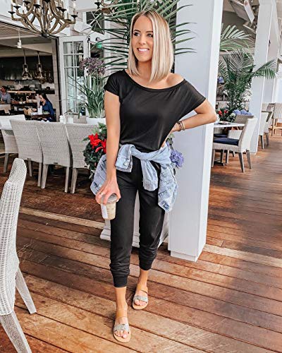 PRETTYGARDEN Jumpsuits for Women Summer Off Shoulder Romper