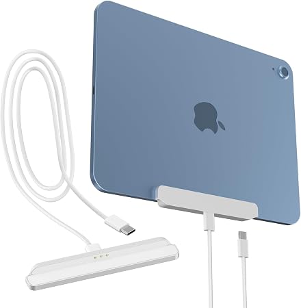 JINRAIKO Magnetic Wireless Charger for iPad 10th Gen, 27W Fast Charging Smart Connector Charger, Aluminum Alloy Wireless Charging Pad with 6.56ft USB-C Cord Cable