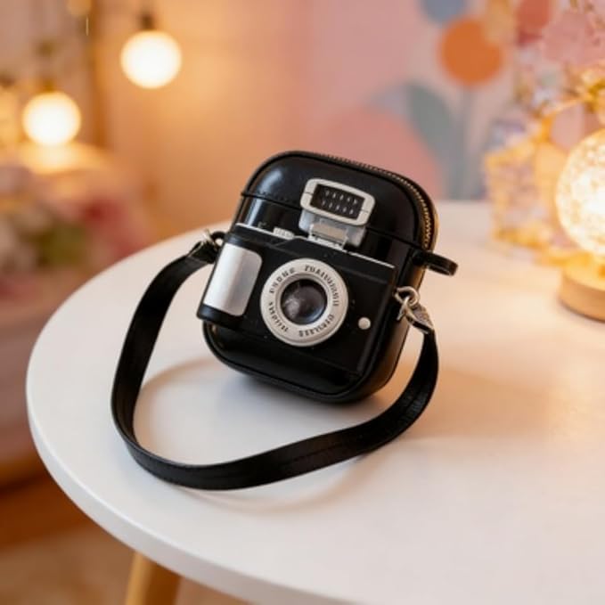 AirPods Pro 3 Case 2025 with Lock Clear Cases,Soft TPU Cover for Airpods Pro 3rd Case for Air pod Pro 3 Cover with Keychain for Airpods Pro 3 Gen for Women Girls（Retro 3D Camera）