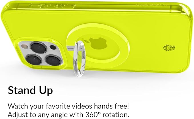 VELVET CAVIAR Compatible with MagSafe Phone Grip - Magnetic Ring Holder with Adjustable Stand - Removable MagSafe Accessories for iPhone 16, 15, 14, 13, 12 (Neon Yellow)