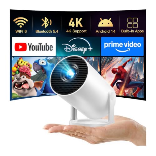 [2026 Upgraded] Mini Projector 4K Supported, Built-in App, Android TV OS X1