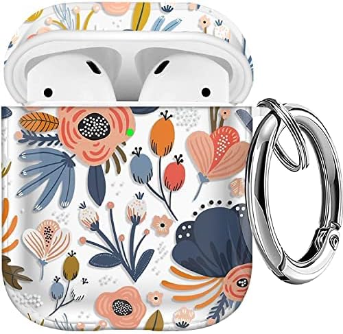 Maxjoy for Airpods Case, Flowers Design Airpods 1st and 2nd Generation Case Cover for Air Pods Men Boys Girls Kids,Kawaii Cases for Apple Airpods 1/2,Skeleton Red Flowers