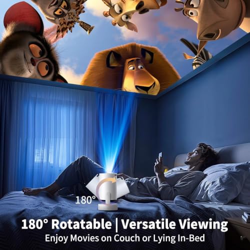Mini Projector with WiFi and Bluetooth, Portable Projector Support 5w Soundbase Speaker, 170 ANSI, Auto Vertical Keystone, 180° Rotation Smart Projector Proyector for Home Bedroom Outdoor, HY300 Ultra