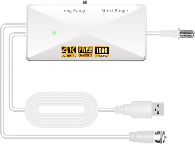 Indoor TV Antenna Amplifier, Digital Antennas Signal Booster，White